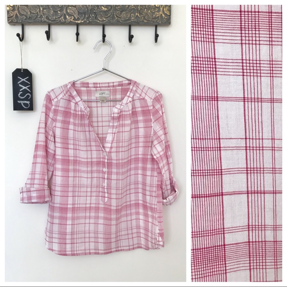 Loft Berry Pie Plaid Top